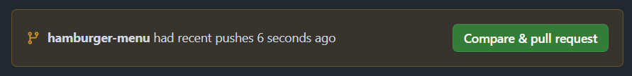 Compare & pull request button on GitHub