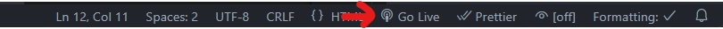 Go Live button in VS Code